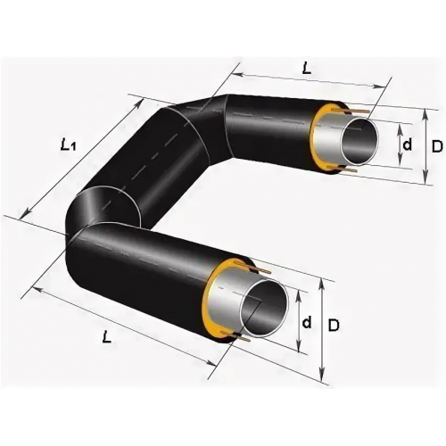 П-образный компенсатор ППУ ПЭ тип 1 Ст20 32х3х44х1000 мм ГОСТ 8732-78